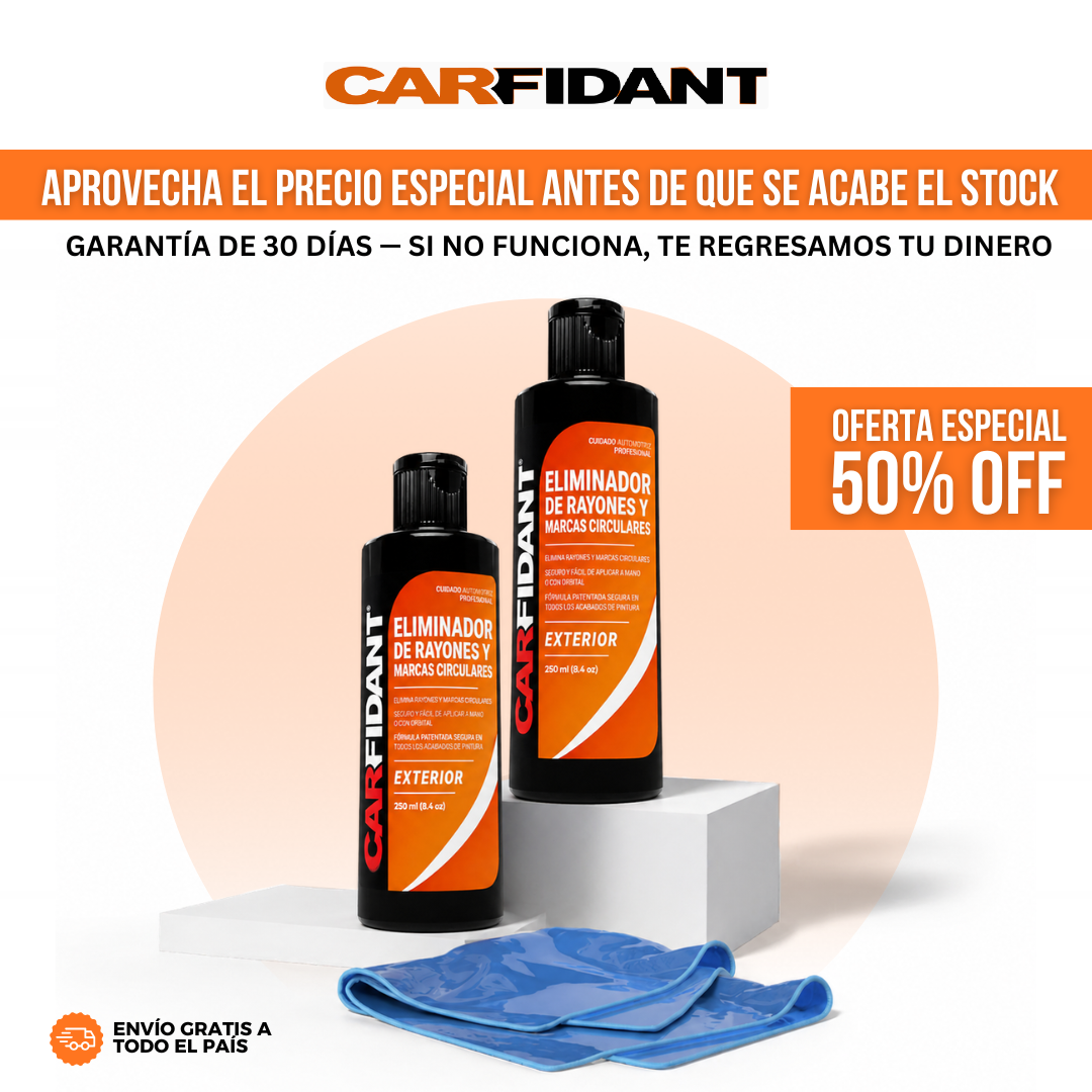 Carfidant™ Quitarrayones y Removedor de Swirls — El Rayón que Llevas Meses Mirando, Quitado en 20 Minutos.