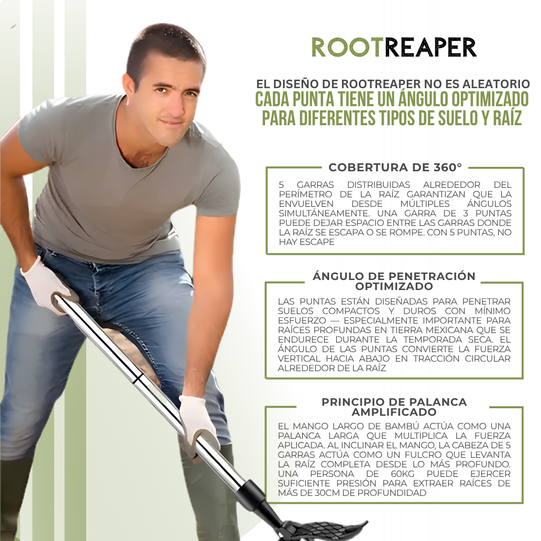 RootReaper™ — Arrancamalezas de Raíz de 5 Puntas