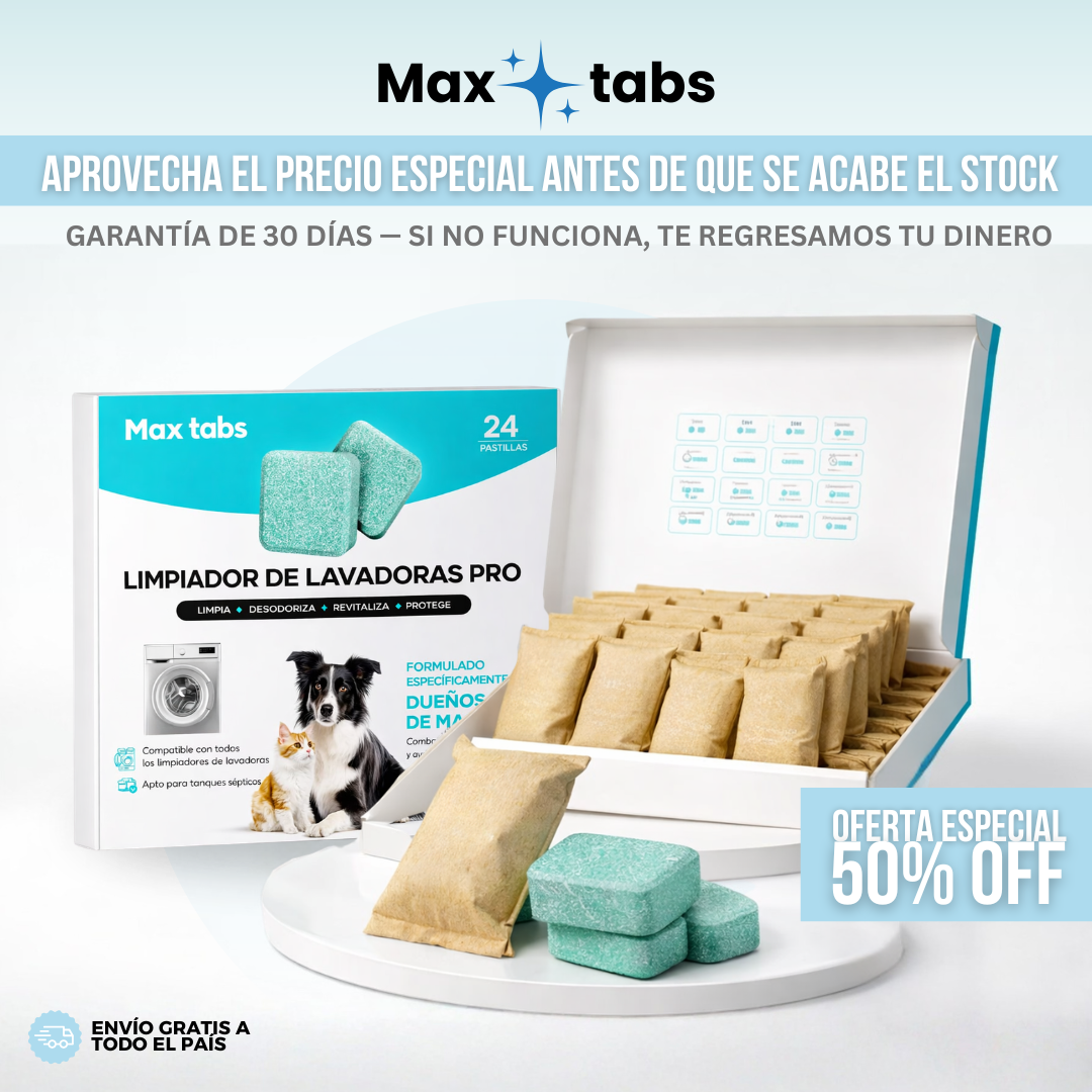 Max Tabs™ — Limpiador de tambores de Lavadora.