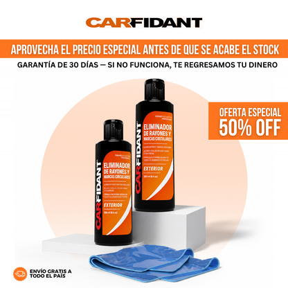 Carfidant™ Quitarrayones y Removedor de Swirls — El Rayón que Llevas Meses Mirando, Quitado en 20 Minutos.