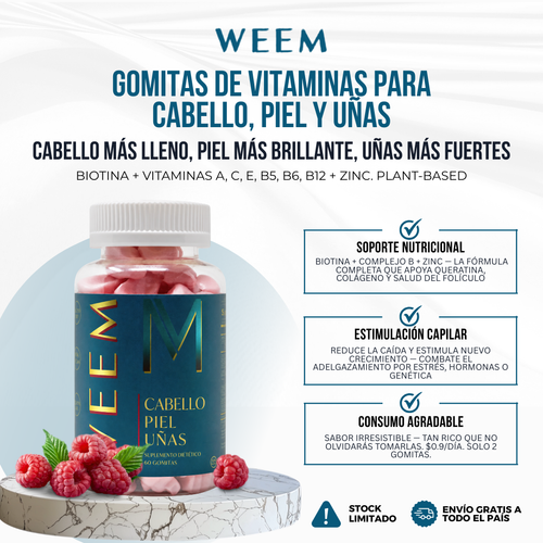WEEM® Gomitas de Vitaminas para Cabello, Piel y Uñas