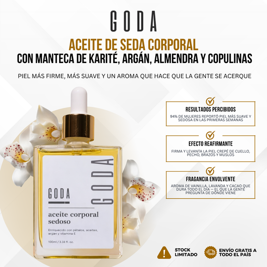 Goda® Aceite de Seda Corporal — Piel Más Firme y Más Suave