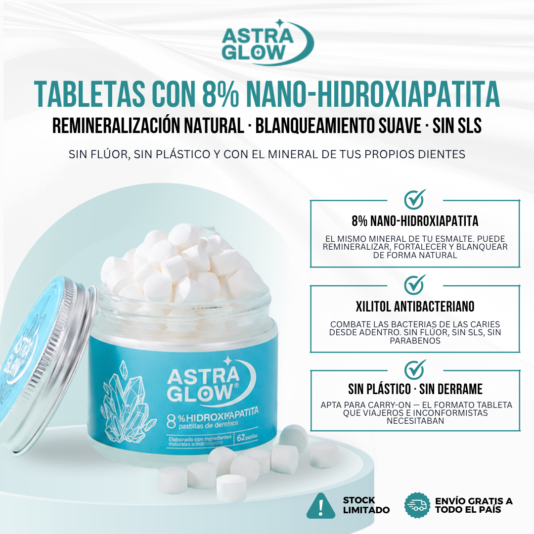 AstraGlow™ Tabletas de Pasta Dental con Hidroxiapatita
