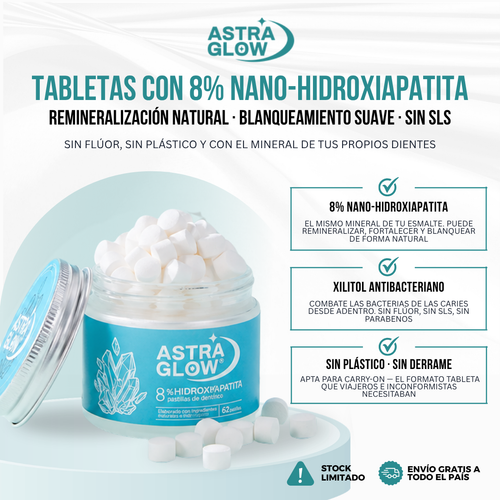 AstraGlow™ Tabletas de Pasta Dental con Hidroxiapatita