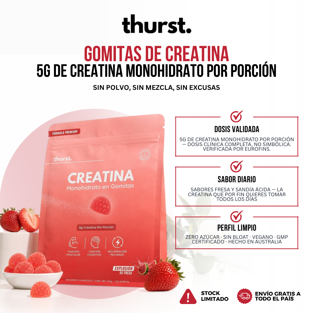 Thurst™ Gomitas de Creatina — 5g Verificados por Eurofins.