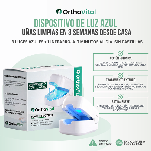 OrthoVital™ Dispositivo de Luz Azul para Hongos en Uñas | Las Cremas No Llegan al Hongo.