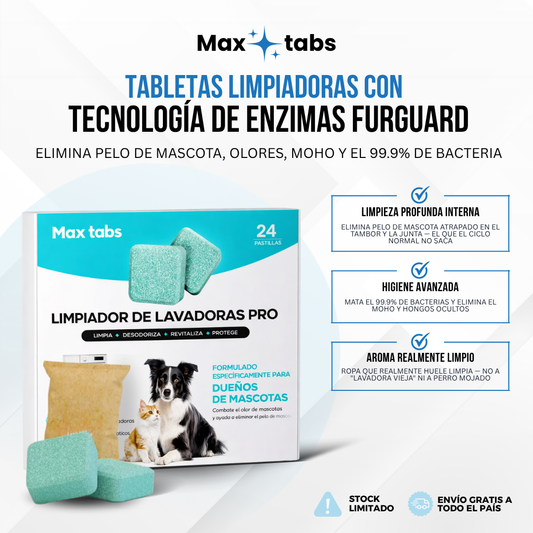 Max Tabs™ — Limpiador de tambores de Lavadora.