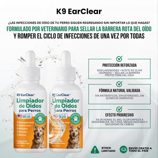 K9 EarClear™ | No Más Infecciones de Oído en tu Mascota