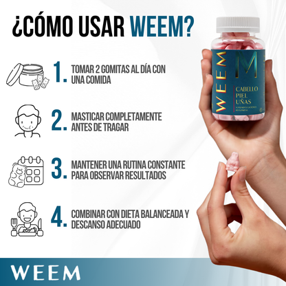 WEEM® Gomitas de Vitaminas para Cabello, Piel y Uñas