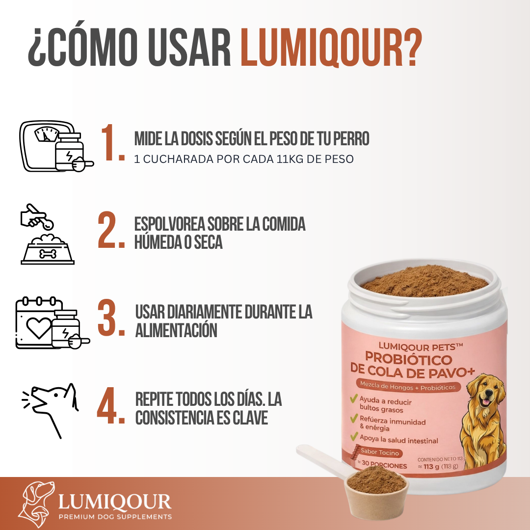 Lumiqour™ Turkey Tail+ Suplemento Probiótico para Perros