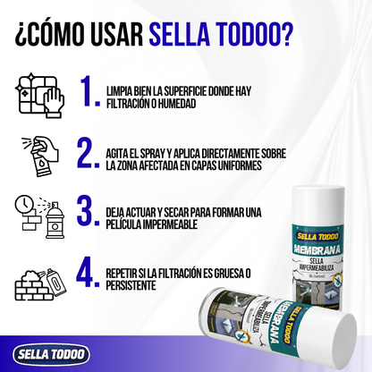 Sella Todoo™ Spray Sellador Impermeable | La Gotera que Vuelve Cada Temporada. Esta Vez la Sellas Tú.