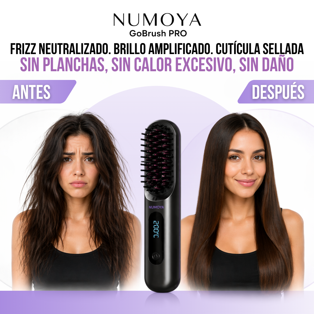 Numoya™ GoBrush PRO — Cepillo Alisador Portátil Inalámbrico