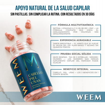WEEM® Gomitas de Vitaminas para Cabello, Piel y Uñas