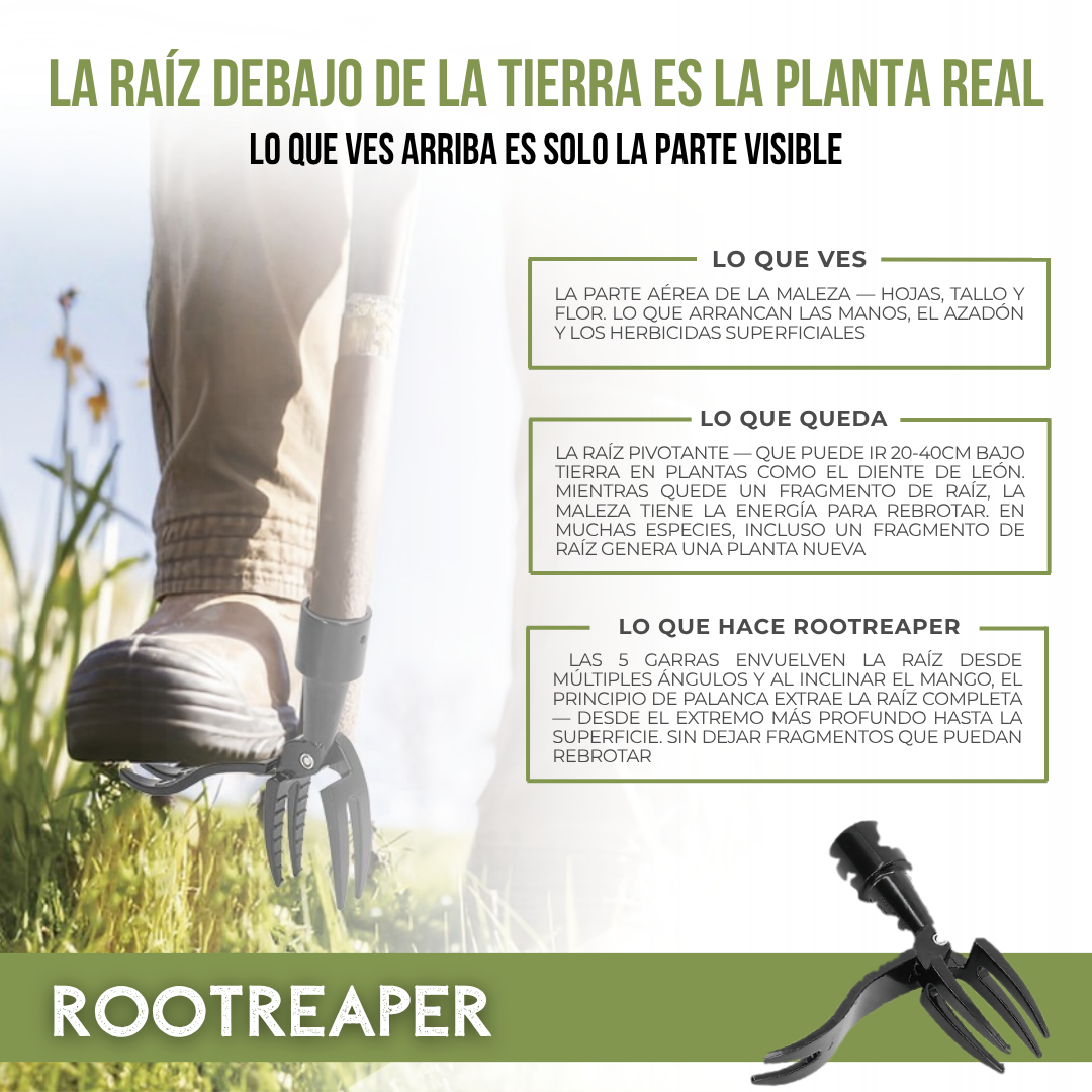 RootReaper™ — Arrancamalezas de Raíz de 5 Puntas