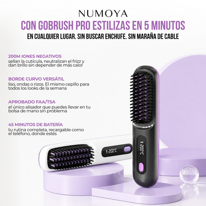 Numoya™ GoBrush PRO — Cepillo Alisador Portátil Inalámbrico