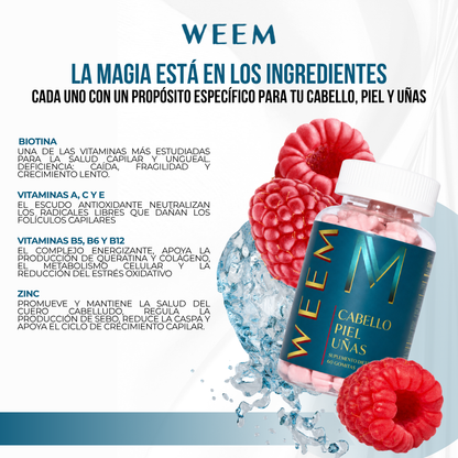 WEEM® Gomitas de Vitaminas para Cabello, Piel y Uñas