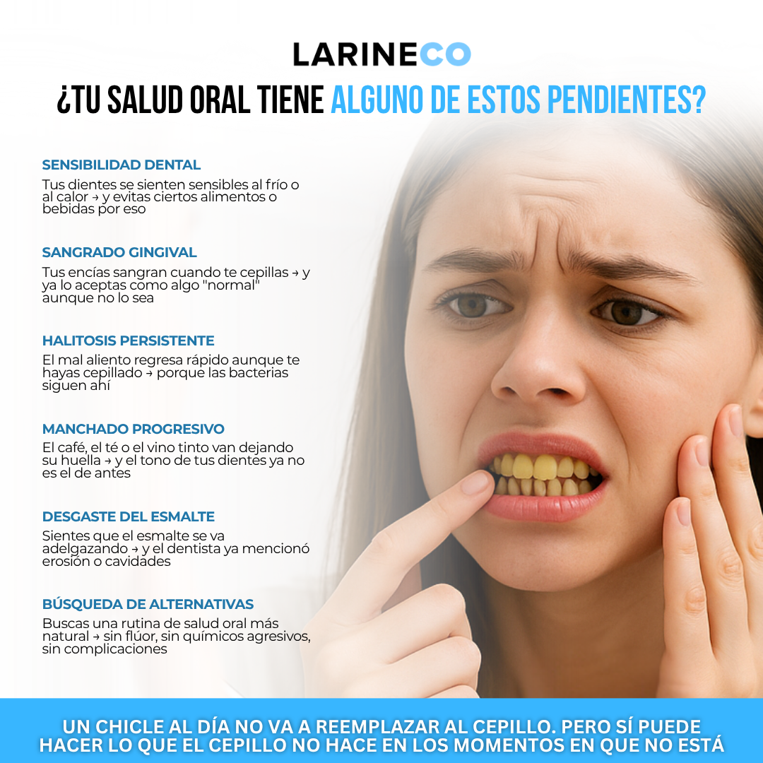 Larineco™ Chicle para Salud Dental | Refresca. Remineraliza, Fortalece y Protege con Cada Masticada.