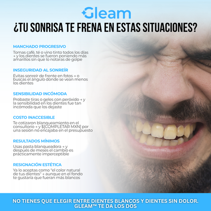 Gleam™ Tiras Blanqueadoras de Dientes | 2 Tonos Más Blanco en 30 Minutos.