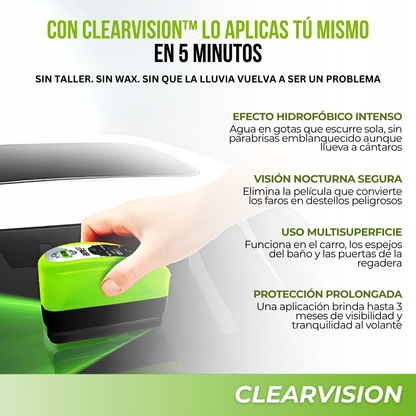 ClearVision™ — Limpiador Impermeable, El Agua Escurre Sola