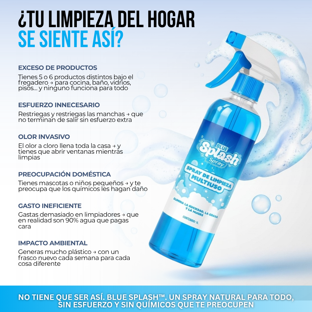 Blue Splash™ — Un Solo Spray para Toda la Casa. Sin Químicos, Sin Restregar