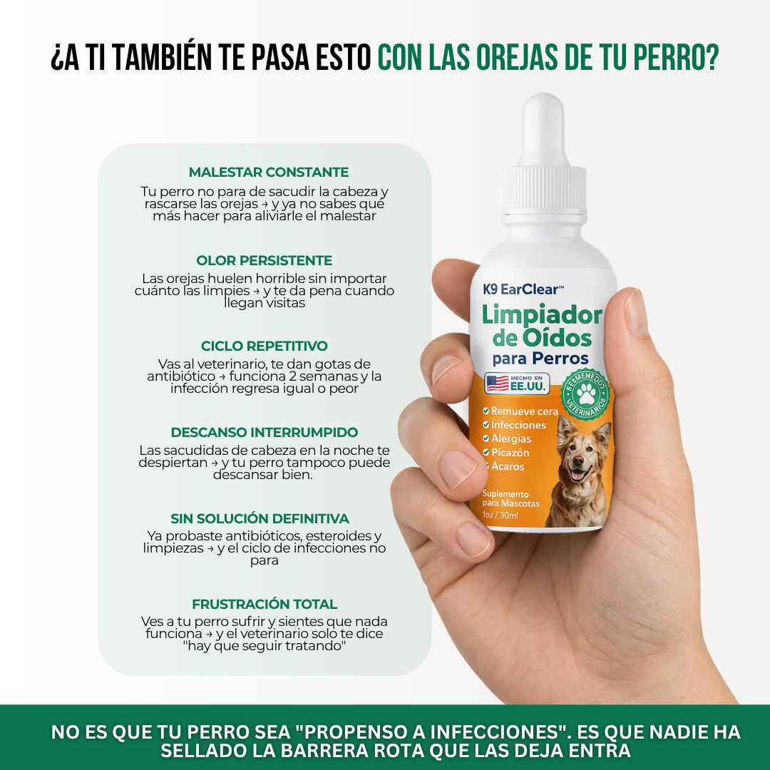 K9 EarClear™ | No Más Infecciones de Oído en tu Mascota
