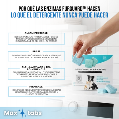 Max Tabs™ — Limpiador de tambores de Lavadora.