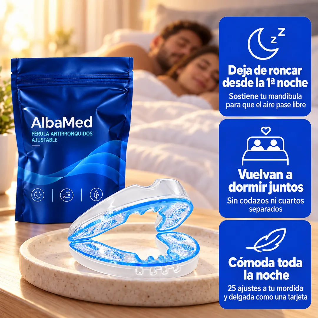 AlbaMed férula antirronquidos ajustable con su bolsa: deja de roncar desde la 1ª noche