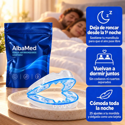 AlbaMed férula antirronquidos ajustable con su bolsa: deja de roncar desde la 1ª noche